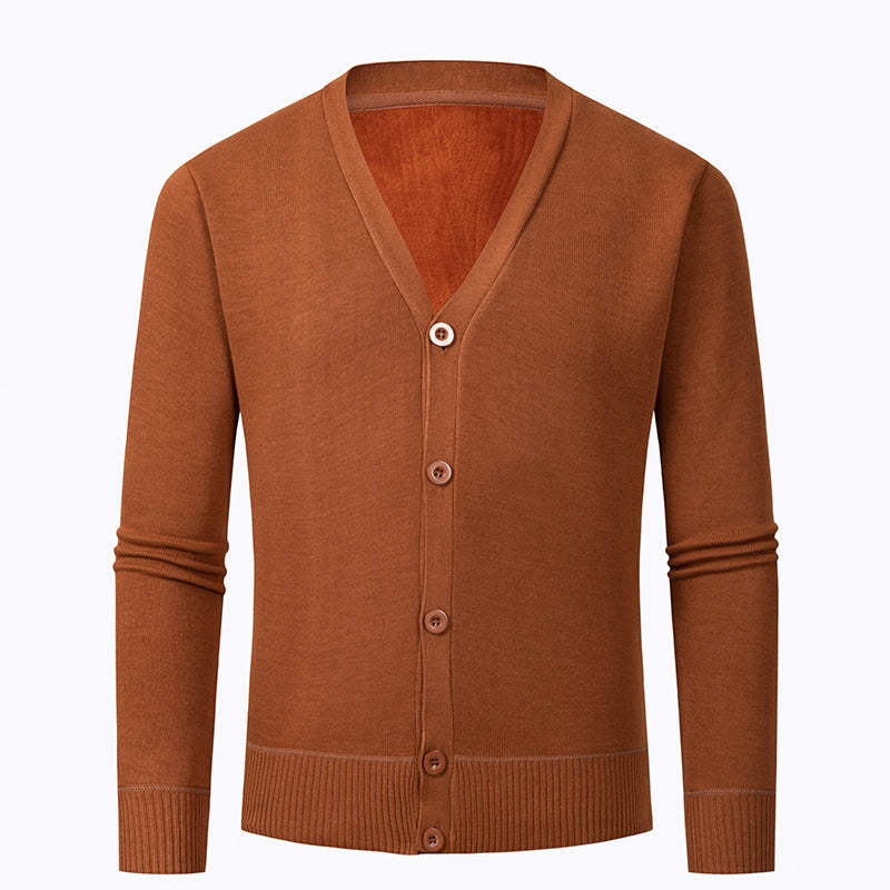 Herren Strickjacke mit V-Ausschnitt und knopflosem Design Krohn-e