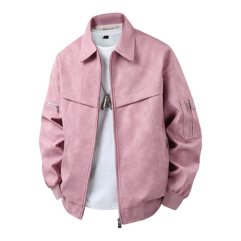 Herren Kunstlederjacke im lässigen Biker-Stil mit praktischen Taschen Krohn-e