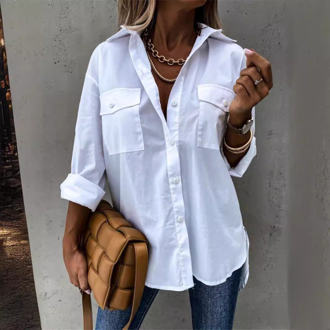 Damen Modische Hemdbluse mit praktischen Brusttaschen und legerem Schnitt Krohn-e