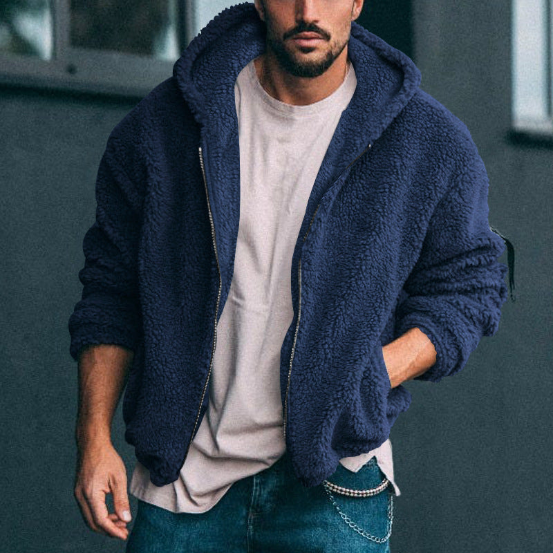 Herren weiche Fleece-Jacke mit hohem Kragen und praktischem Reißverschluss Krohn-e