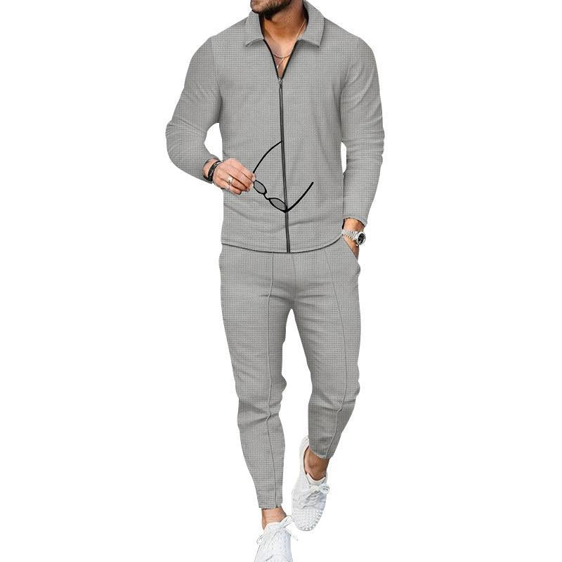Herren modisches Freizeitanzug mit strukturiertem Oberteil und moderner Hose Krohn-e