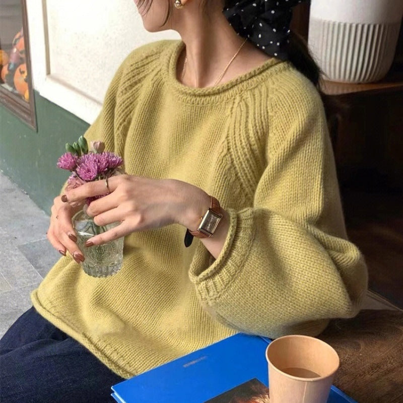 Damen gemütlicher Strickpullover mit lässigem Schnitt und luftigen Ärmeln Krohn-e