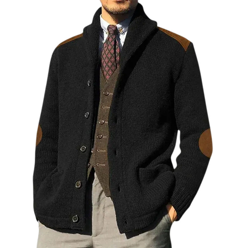 Herren Strickjacke mit klassischem Schalkragen und eleganten details Krohn-e