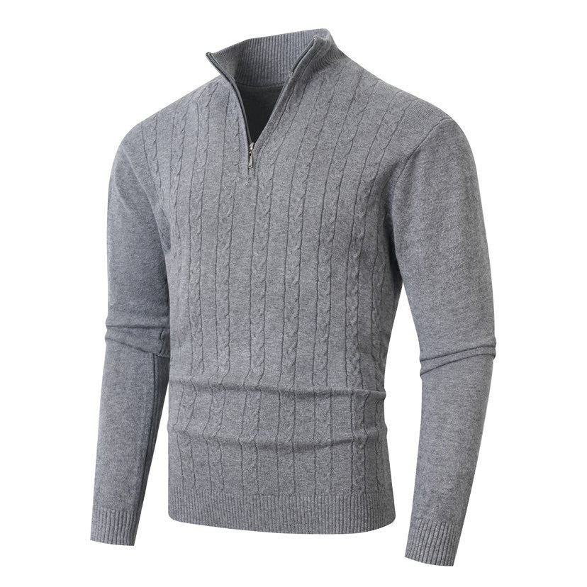 Herren Strickpullover mit halbem Reißverschluss und strukturiertem Design Krohn-e