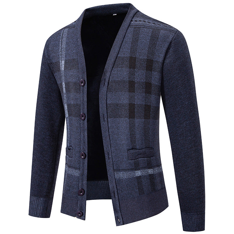 Herren Strickjacke mit modischem Karomuster und praktischen Knöpfen Krohn-e