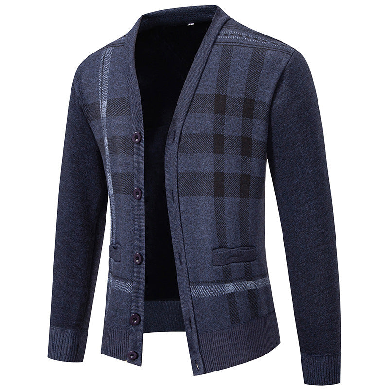 Herren Strickjacke mit modischem Karomuster und praktischen Knöpfen Krohn-e
