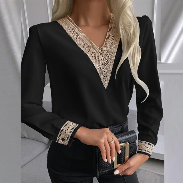Damen elegante Bluse mit Spitzenbesatz Krohn-e