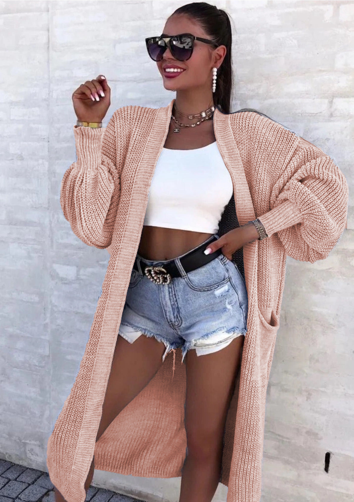 Damen Strickmantel mit weitem Schnitt und tiefen Taschen Krohn-e