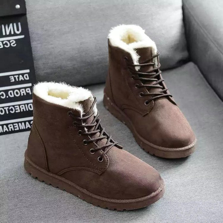 Krohn-e | High-Top Wildlederstiefel - Kunstfellfutter - Schnürung - Flache Gummisohle