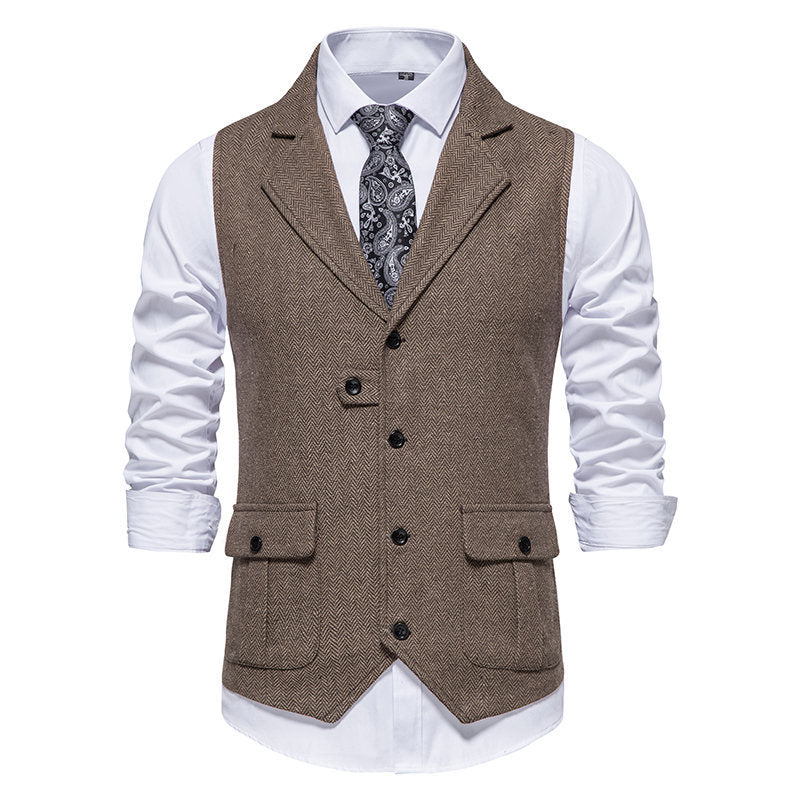Herren Anzugweste im modernen Herringbone-Design mit praktischen Taschen Krohn-e
