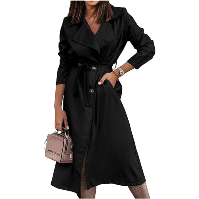 Damen eleganter Trenchcoat mit Gürtel und femininer Silhouette Krohn-e
