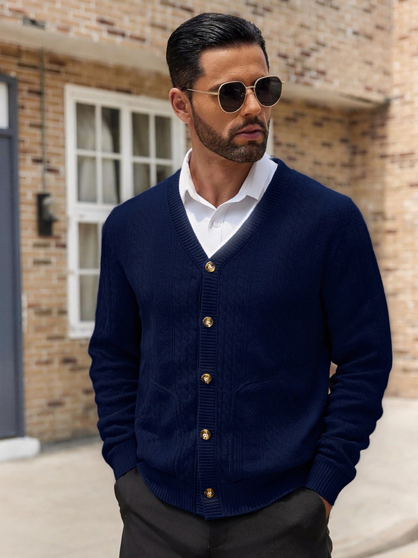 Herren Modischer Strickcardigan mit praktischen Taschen und einzigartiger Textur Krohn-e