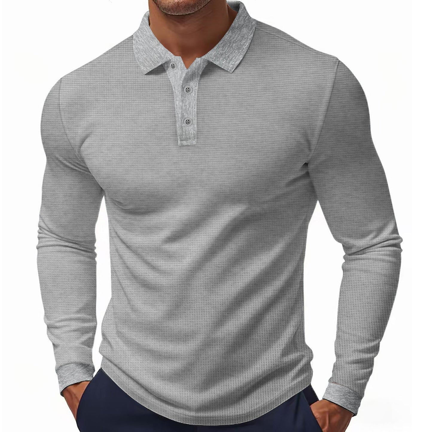 Herren Langarm-Polohemd im strukturierten Design mit modernem Schnitt Krohn-e
