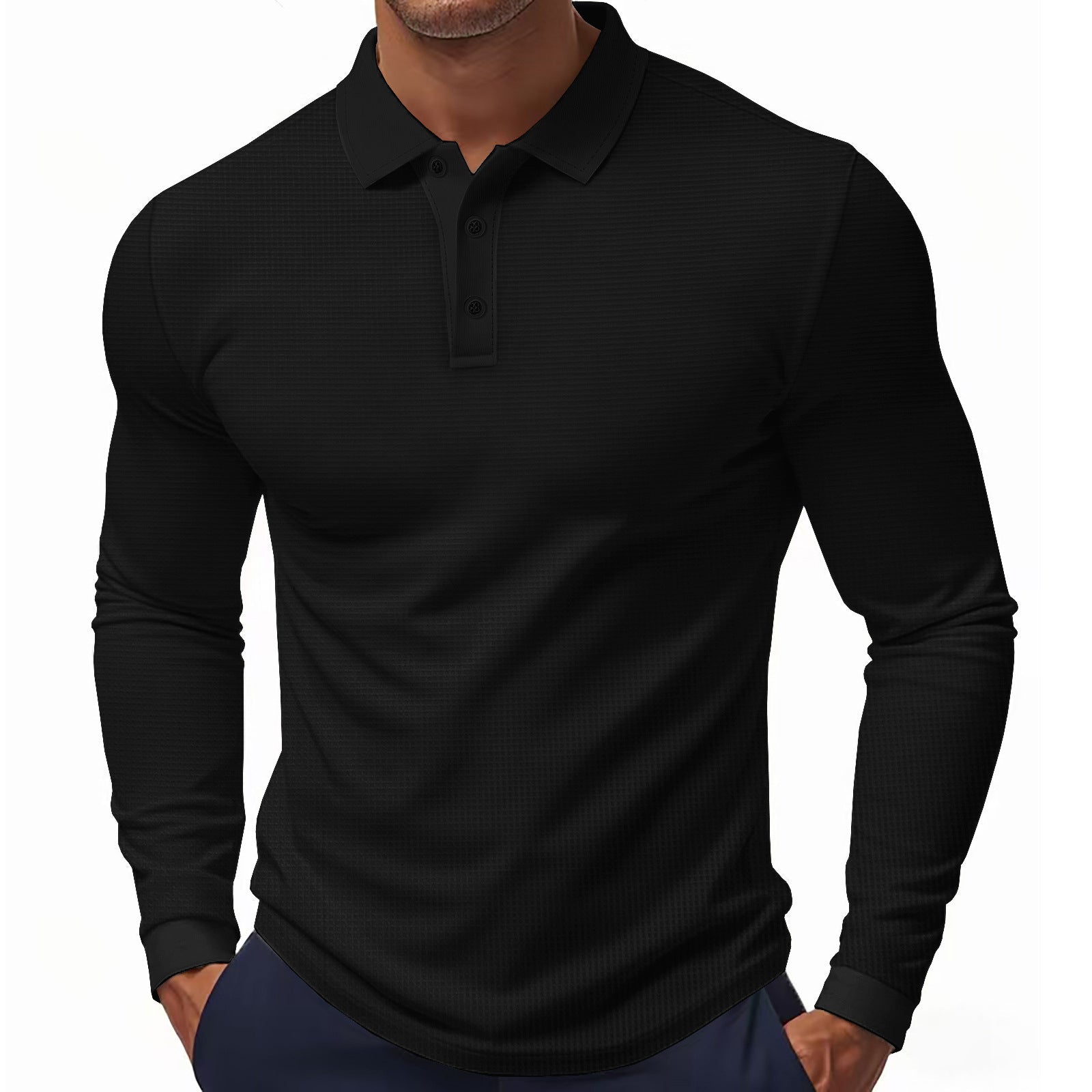 Herren Langarm-Polohemd im strukturierten Design mit modernem Schnitt Krohn-e