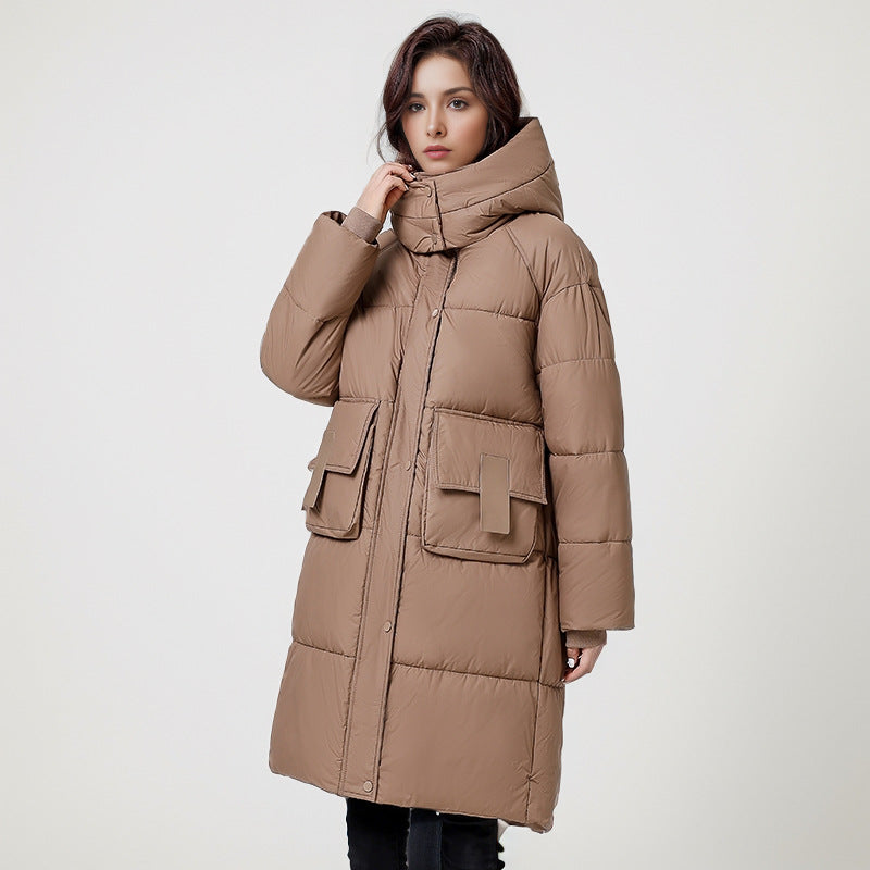 Damen gesteppter Langmantel mit wärmender Kapuze und praktischen Taschen Krohn-e