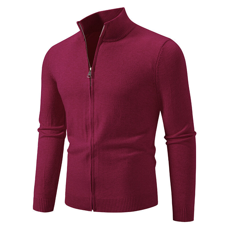 Herren Strickjacke mit modernem Stehkragen und funktionalem Reißverschluss Krohn-e