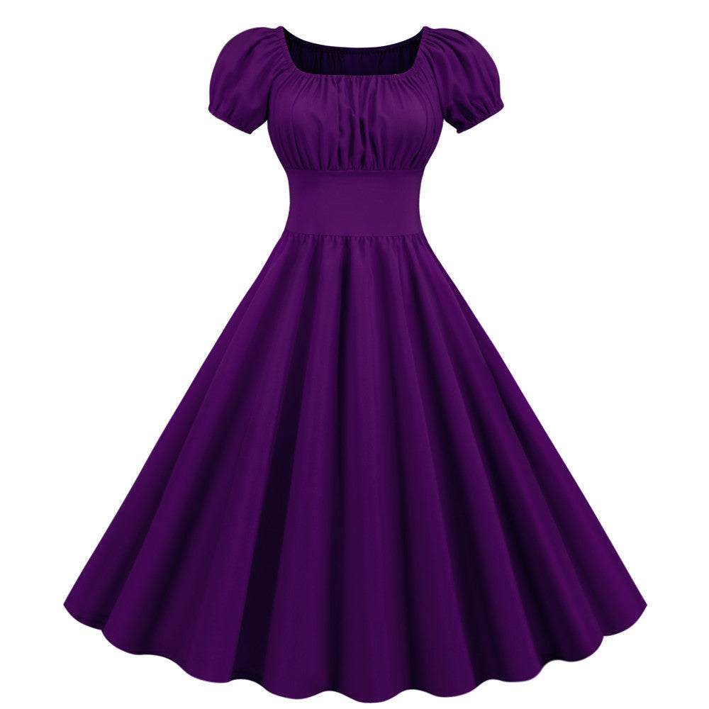 Damen A-Linien Kleid mit Puffärmeln und Taillierung Krohn-e