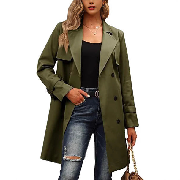 Damen Eleganter Trenchcoat mit doppelter Knopfleiste und schickem Kragen Krohn-e