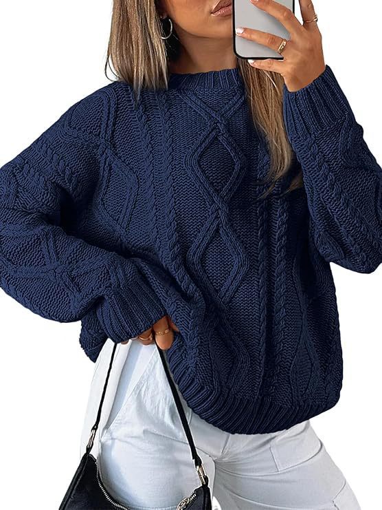 Damen Relaxed Strickpullover mit Zopfmuster Krohn-e