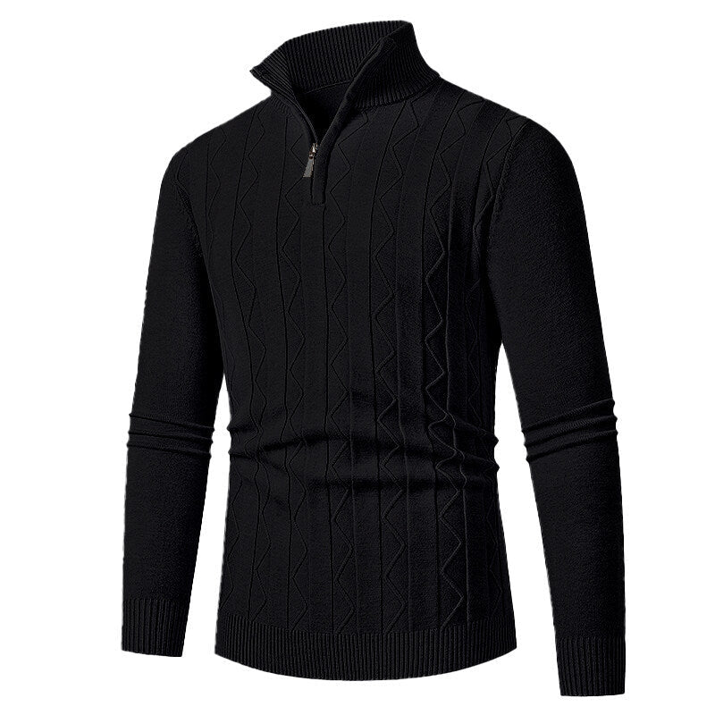 Herren Strickpullover mit stylischem Reißverschluss und Zopfmuster Krohn-e