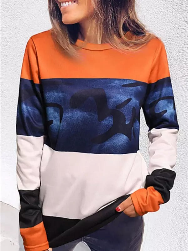 Fudus: Lässig bedrucktes Rundhals-Sweatshirt mit langen Ärmeln