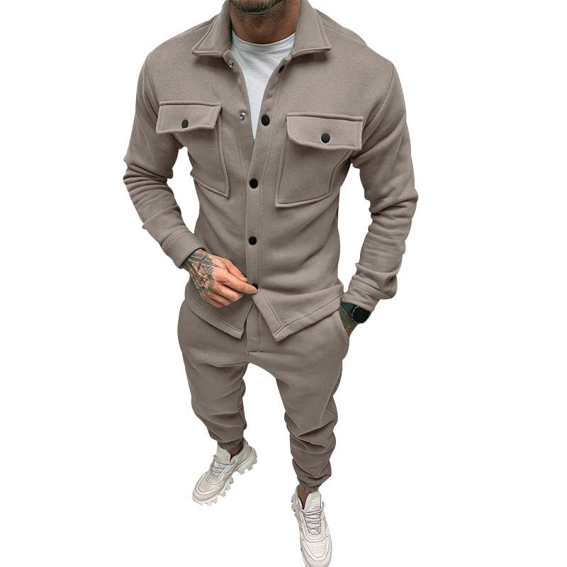 Herren stylisches Freizeitanzug Set mit Knopfleiste und praktischen Taschen Krohn-e