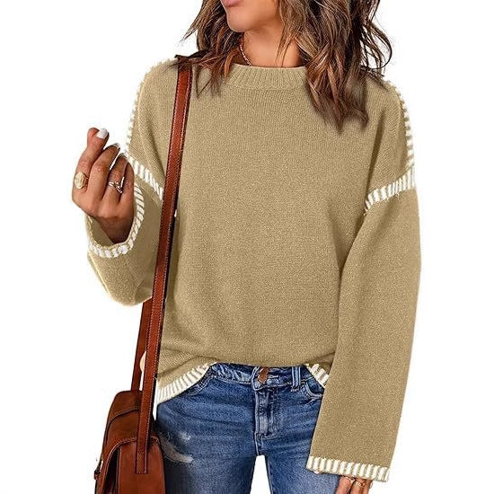 Damen modischer Pullover mit strukturiertem Material und streifenförmigen Details Krohn-e