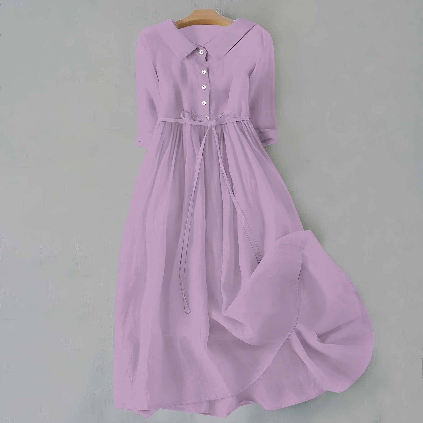 KROHN-E Damen Casual-Kleid A-Linie Kurzarm Leichte Baumwolle Sommer