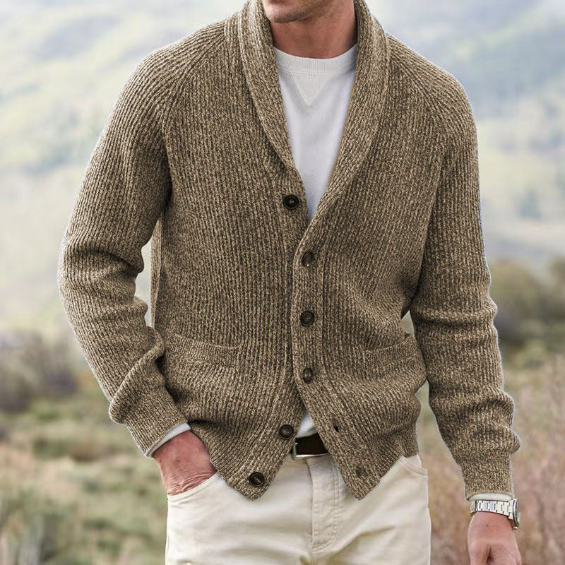 Herren Strickjacke mit trendigem Grobstrickmuster und praktischen Taschen Krohn-e