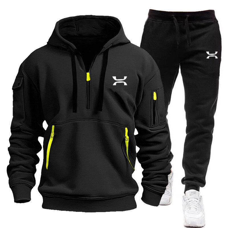 Herren sportliches Hoodie- und Jogginganzug-Set mit funktionalen Taschen und sportlichem Schnitt Krohn-e