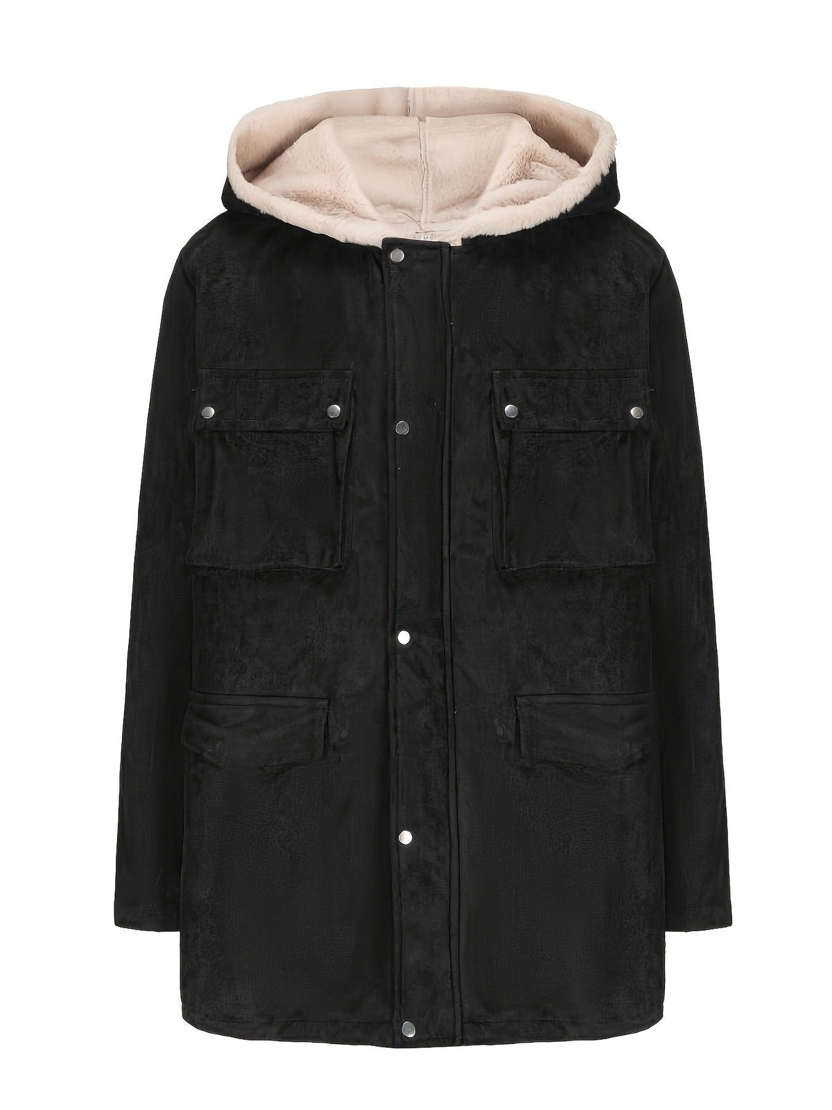 Damen warme Outdoorjacke mit Innenfutter aus Kunstfell und großen Taschen Krohn-e