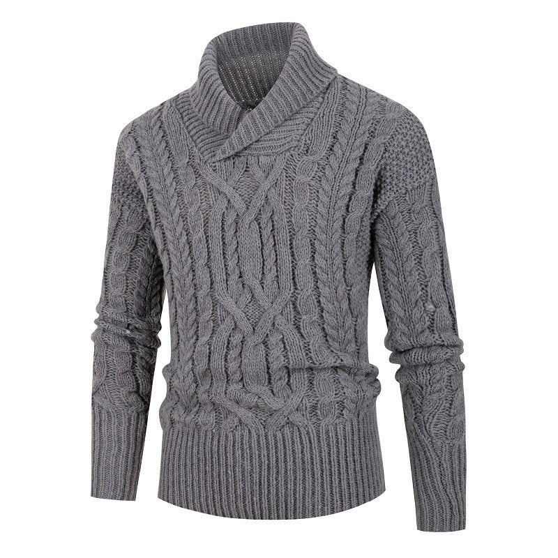 Herren Grobstrickpullover mit Schalkragen und raffinierten Zopfmuster Krohn-e