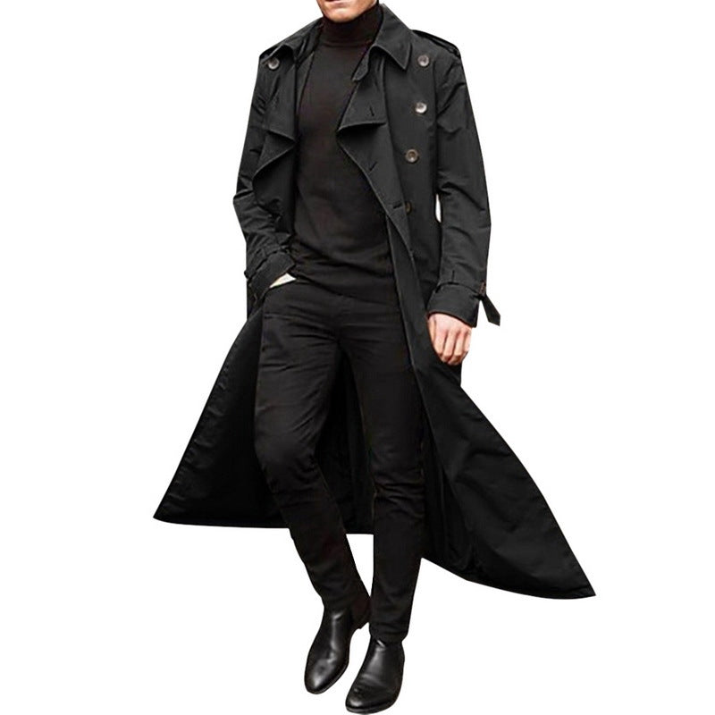 Herren eleganter Trenchcoat mit tiefem Revers und verdeckten Knöpfen Krohn-e