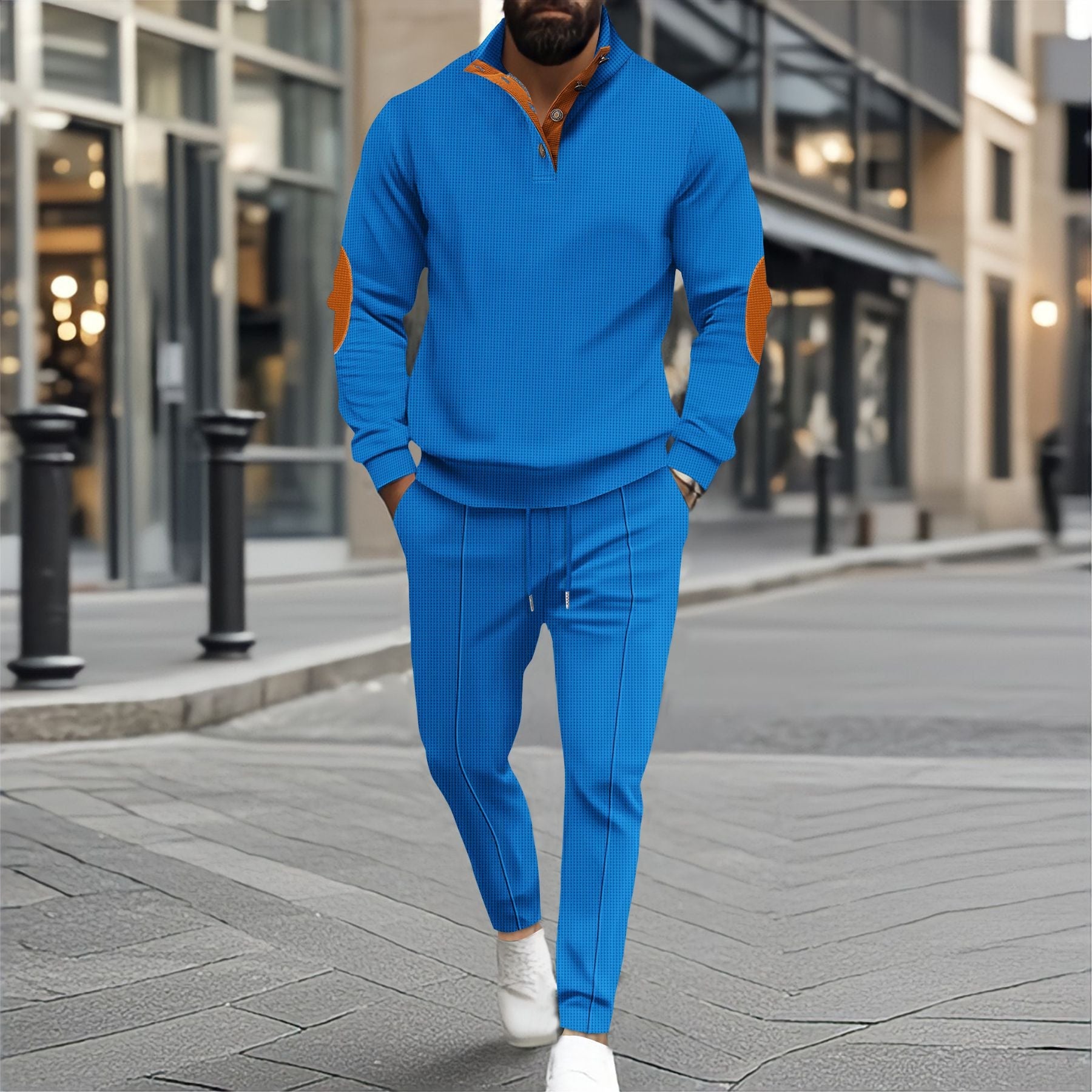 Herren sportliches Freizeitpullover- und Jogginghose-Set mit strukturierter Optik Krohn-e