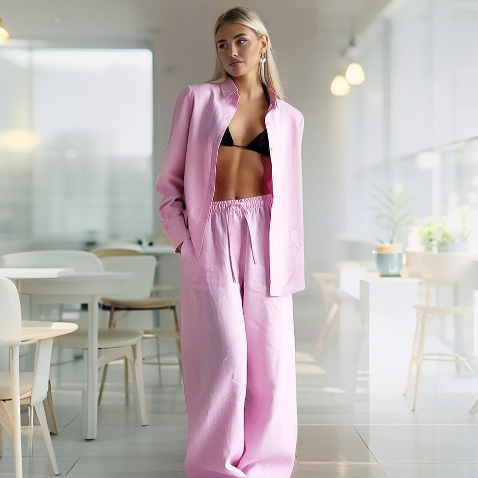 Damen Bequemer Leinen-Loungewear-Anzug Krohn-e