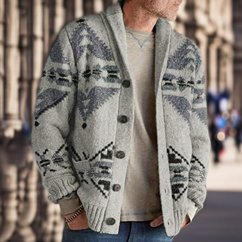 Herren Strickjacke mit geometrischem Muster und einem weichen, wärmenden Futter Krohn-e