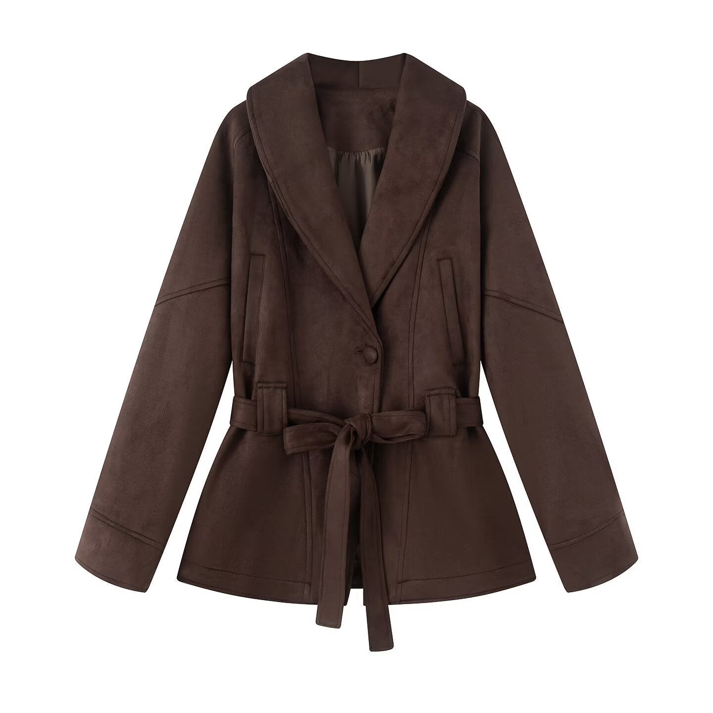 Damen elegante Wildlederjacke mit Taillengürtel Krohn-e