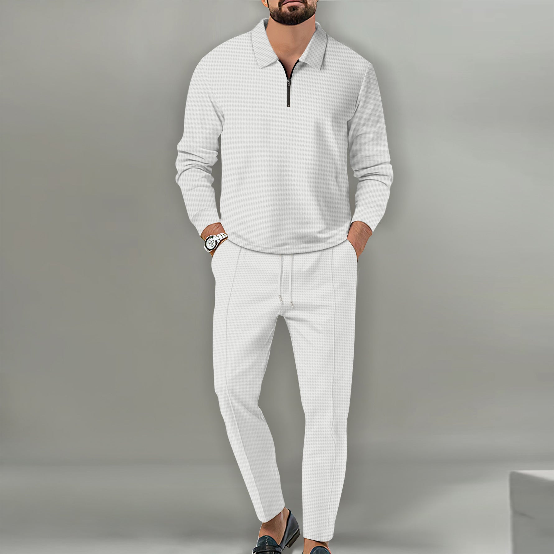 Herren Sportlicher Sweater mit Reißverschluss und eleganter Slim-Fit Hose Krohn-e