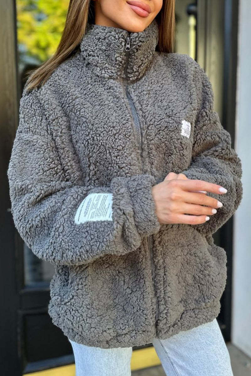 Damen Kuschelige Fleecejacke mit praktischen Taschen und hohen Kragen Krohn-e
