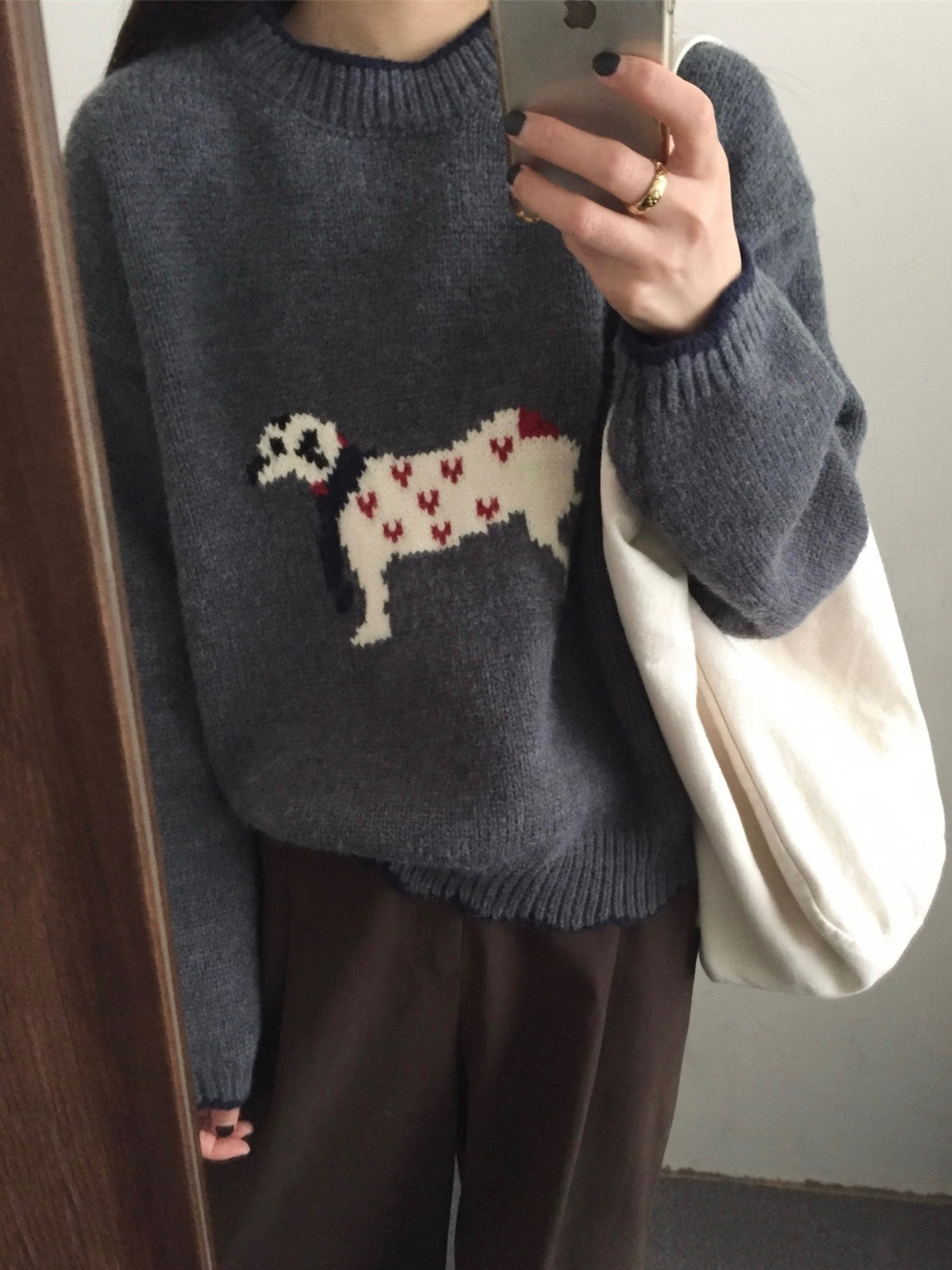Damen kuscheliger Pullover mit Tiermotiv Krohn-e