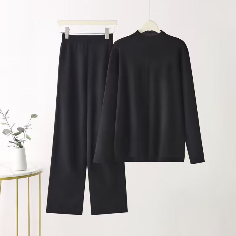 Damen elegantes Set aus langärmligem Oberteil und Palazzo-Hosen Krohn-e