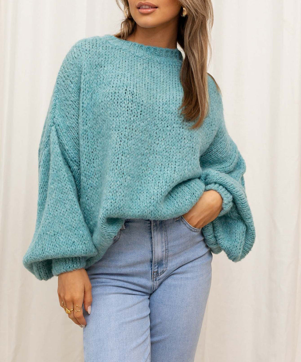 Damen gemütlicher Oversize-Pullover mit voluminösen Ärmeln und weichtexturiertem Strick Krohn-e