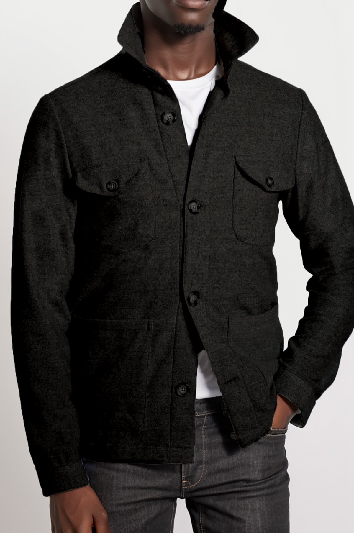 Herren zeitlose Utility-Jacke mit praktischen Taschen und Stehkragen Krohn-e