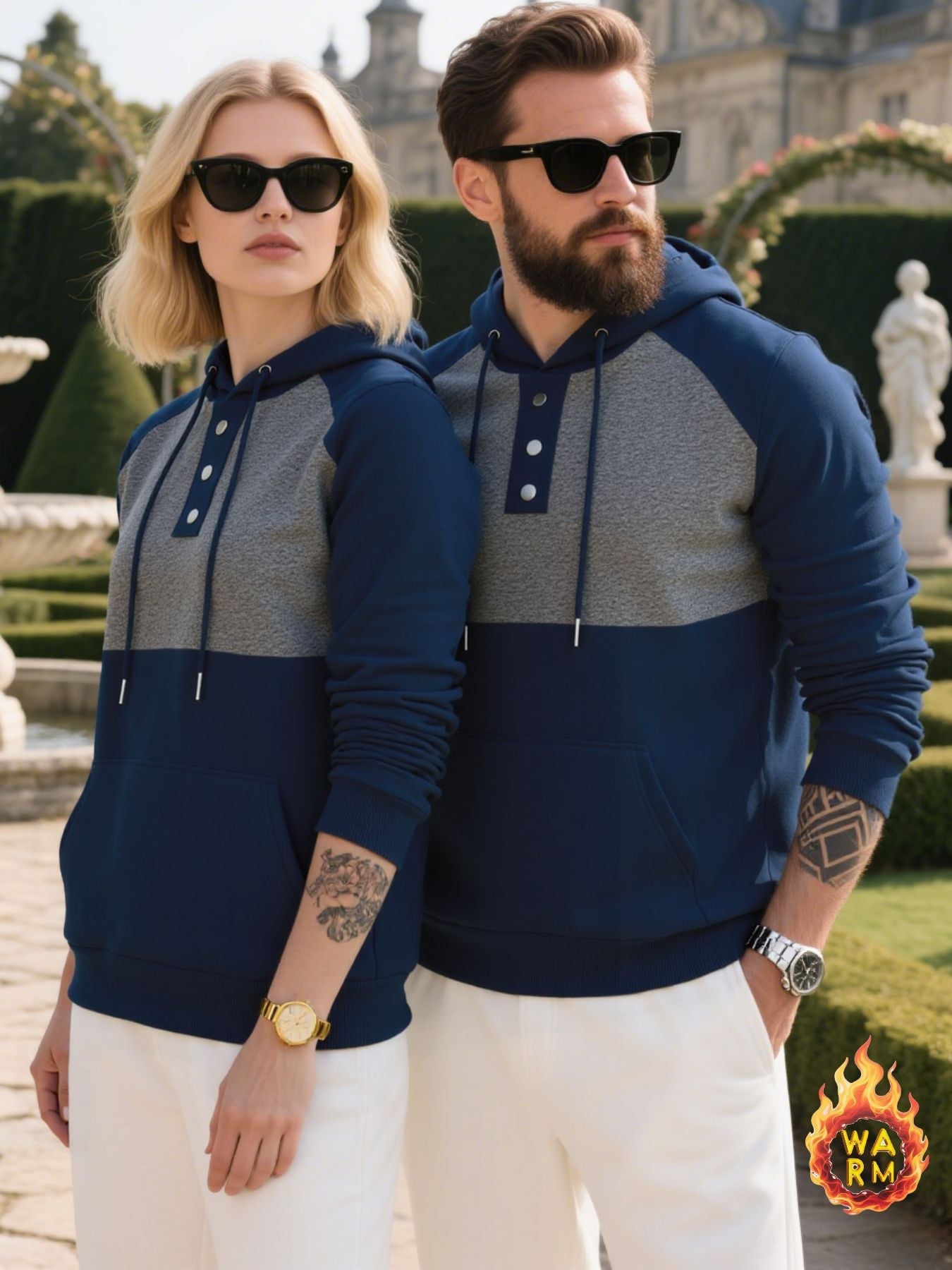 Herren Hoodie mit Knopfleiste und sportlichem Design Krohn-e