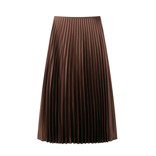 Damen Plissierter Midi-Rock mit elastischem Bund und schönem Schimmer Krohn-e - Krohn-e