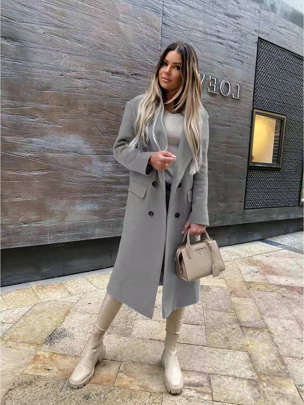 Damen Eleganter und zeitloser Wool Coat mit Doppelreiher Krohn-e