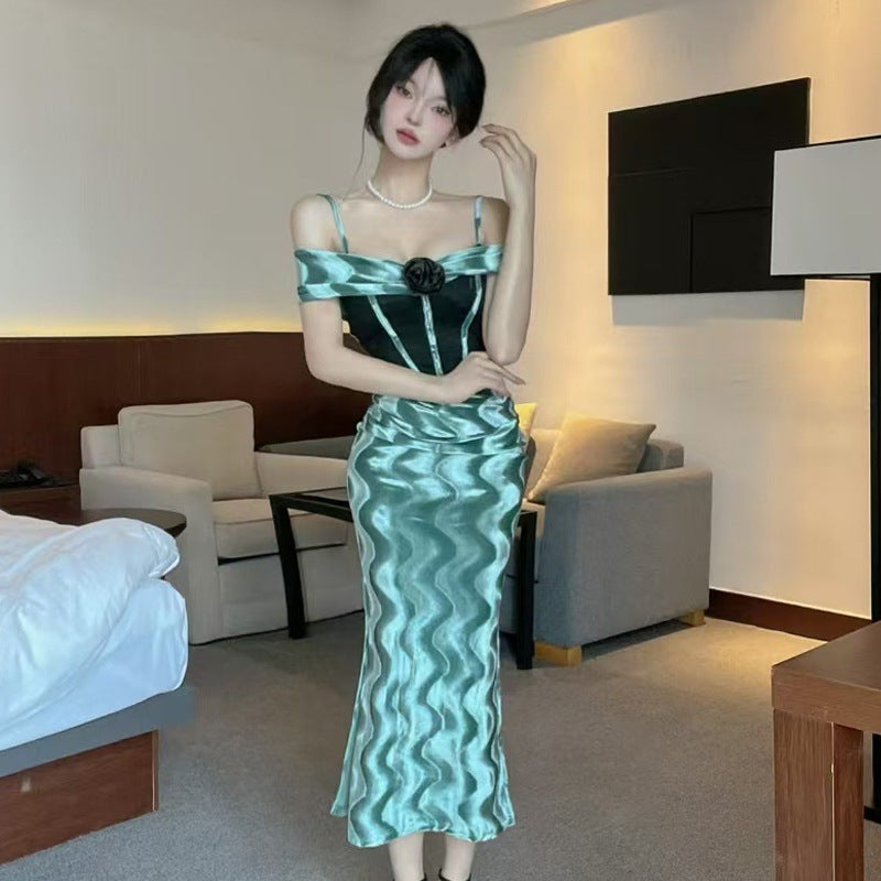 Fudus Sexy Lace-Up Bodycon Slip Dress