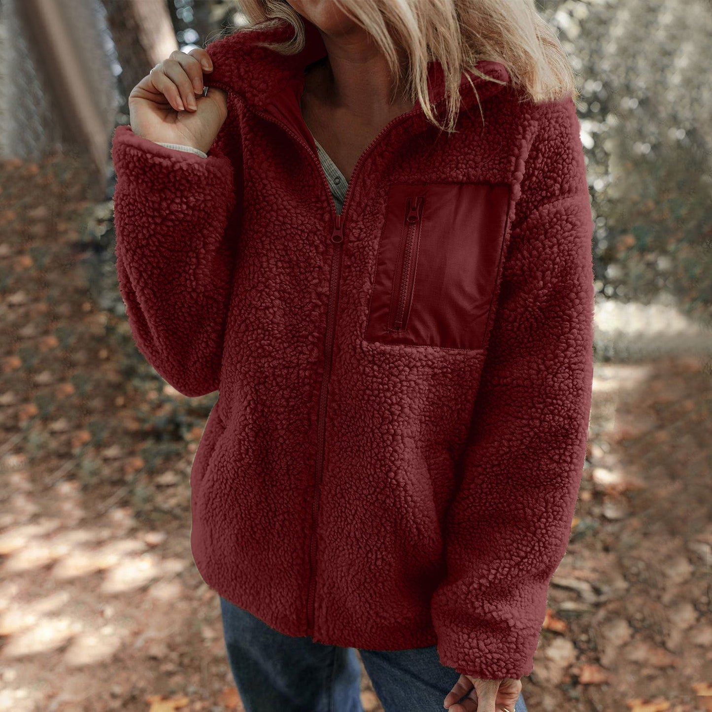 Damen Fleecejacke mit hochabschließendem Kragen und praktischer Brusttasche Krohn-e