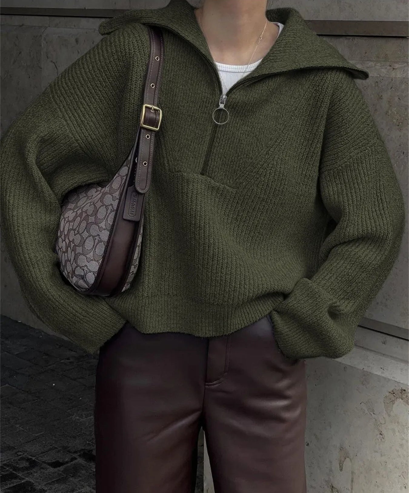 Damen Strickpullover mit Reißverschluss und lässigem Schnitt Krohn-e