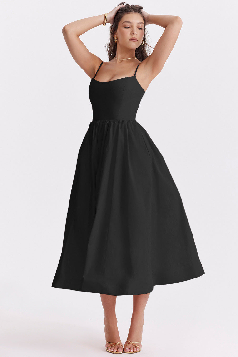 Damen Maxikleid mit schmalen Trägern und schwingendem Rock Krohn-e